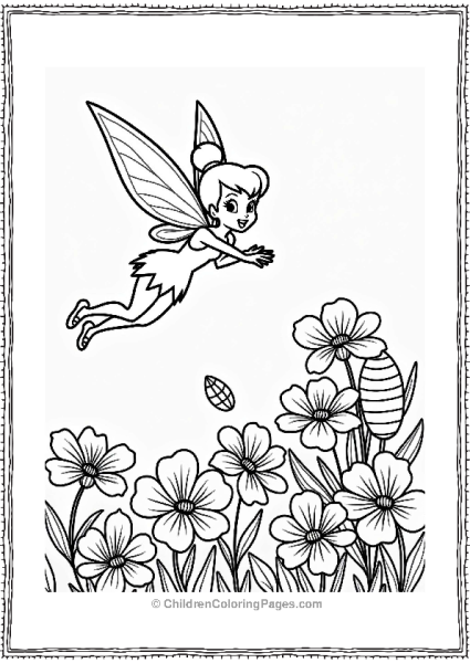 Disney Easter Tinkerbell Among Easter Flowers Free PDF Printable
