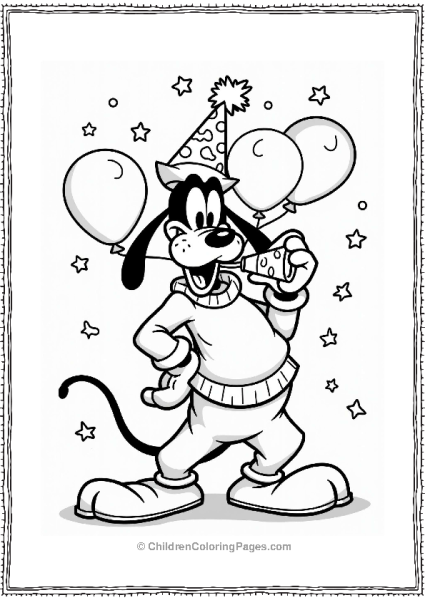 Disney Goofy At A New Years Party Free PDF Printable