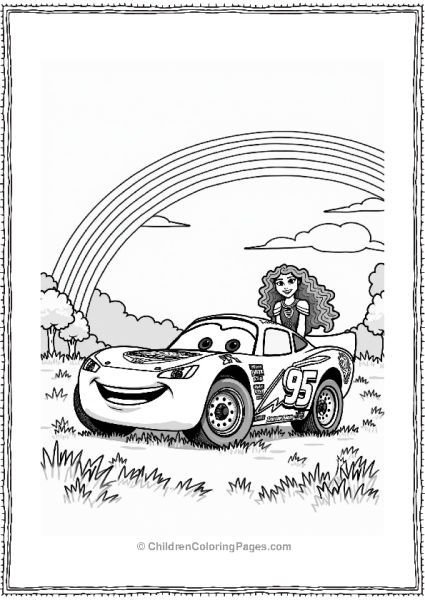 Disney Lightning McQueen And Merida In A Grassy Field Free PDF Printable
