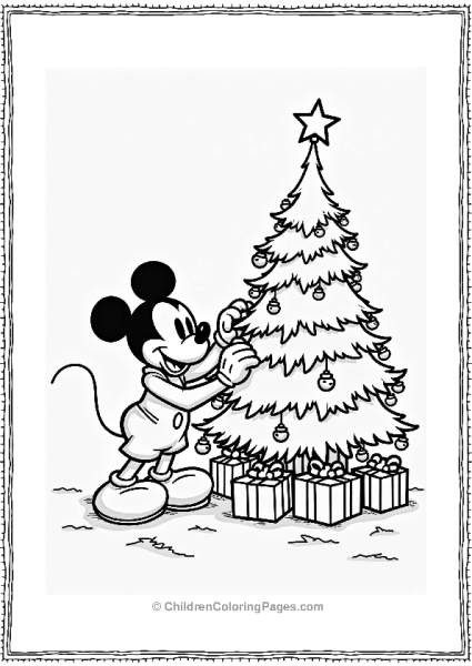 Disney Mickey Mouse Decorating A Christmas Tree Free PDF Printable