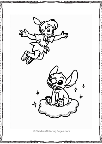 Disney Peter Pan And Stitch On A Cloud Free PDF Printable