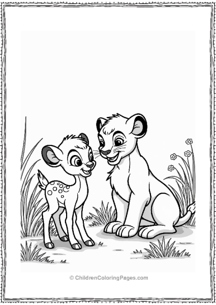 Disney Simba And Bambi In A Sunny Clearing Free PDF Printable