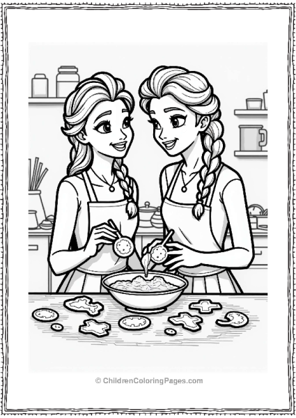 Elsa And Anna Baking Cookies Free PDF Printable