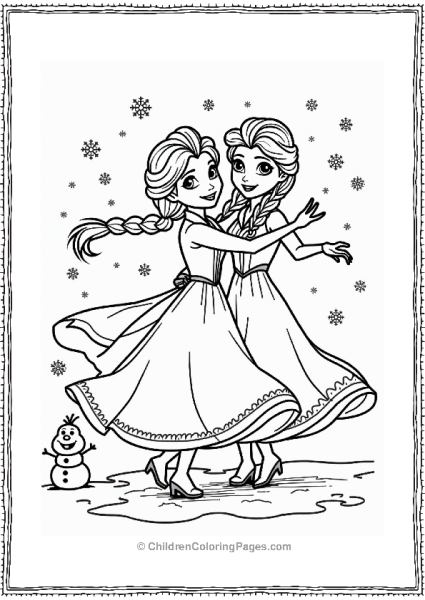 Elsa And Anna Dancing In The Snow Free PDF Printable