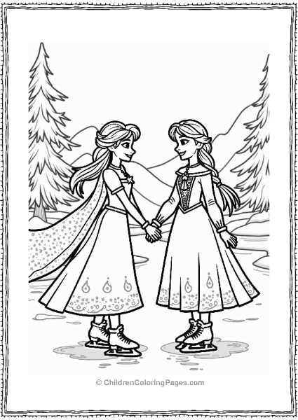 Elsa And Anna Ice Skating Free PDF Printable