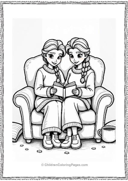 Elsa And Anna In Cozy Sweaters Free PDF Printable