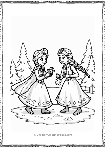 Elsa And Anna Snowball Fight Free PDF Printable