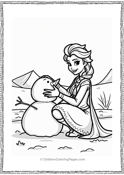 Elsa Building A Snowman Free PDF Printable