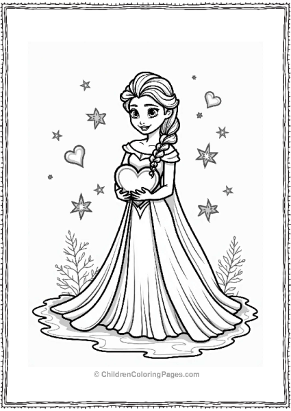 Elsa Holding An Ice Heart Free PDF Printable