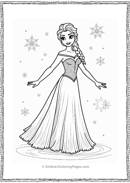 Elsa In A Sparkling Snowflake Dress Free PDF Printable