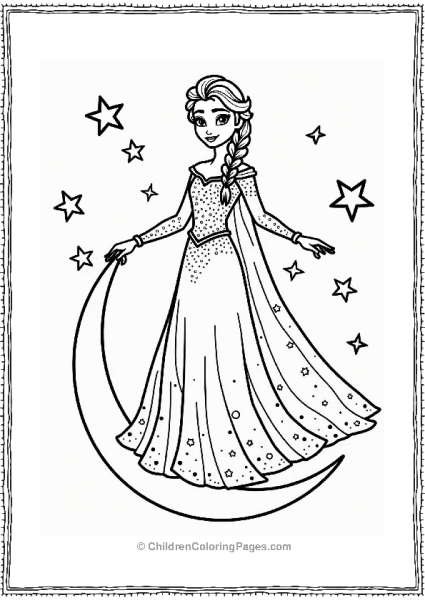 Elsa In Starry Night Attire Free PDF Printable