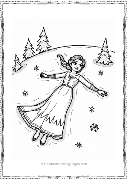 Elsa Making Snow Angels Free PDF Printable