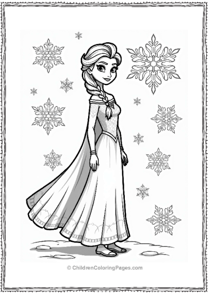 Elsa Surrounded By Snowflakes Free PDF Printable
