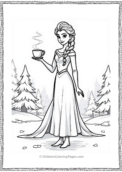 Elsa With Hot Cocoa In Winter Free PDF Printable