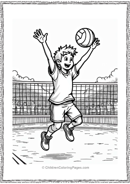 Excited Volleyball Player Jumping Free PDF Printable