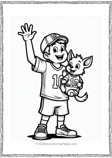 Football Fan With Pet Cheering Free PDF Printable