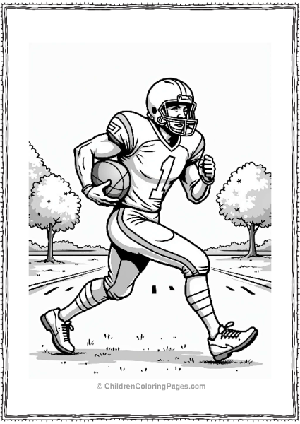 Football Player Sprinting On The Field Free PDF Printable