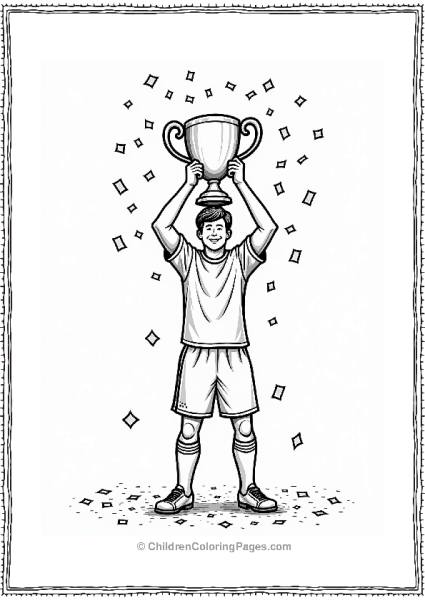 Football Player With Trophy Celebration Free PDF Printable