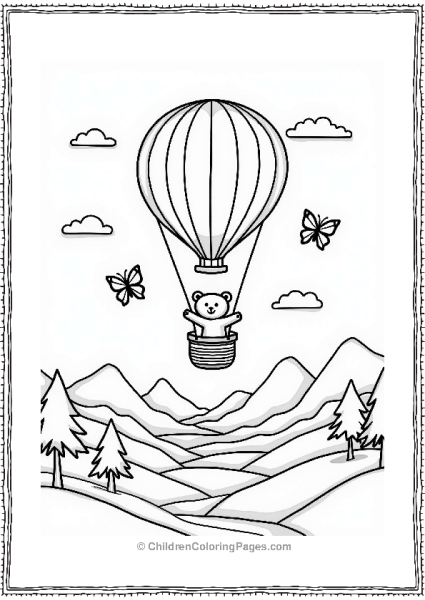 Friendly Bear In A Hot Air Balloon Free PDF Printable