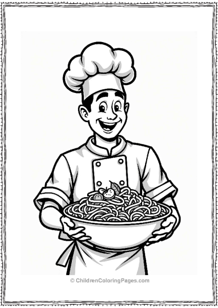 Friendly Chef With Pasta And Vegetables Free PDF Printable
