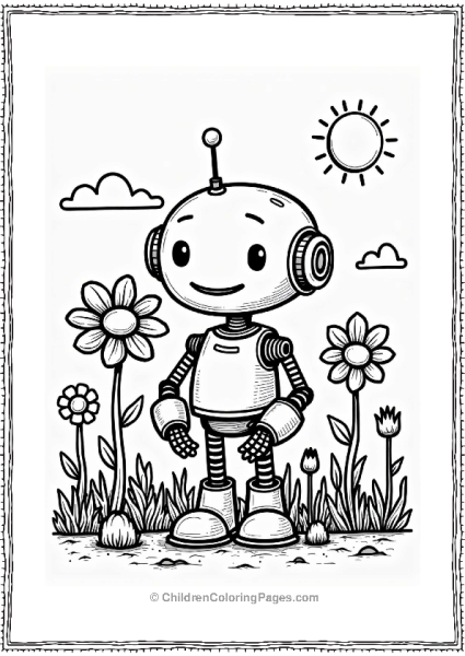 Friendly Robot In A Garden Free PDF Printable