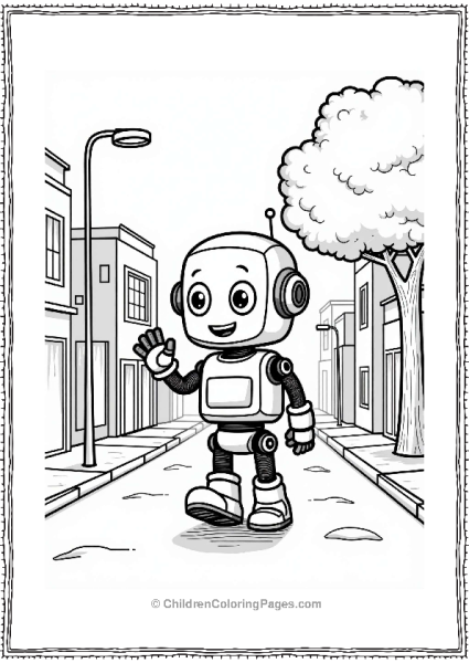 Friendly Robot In The City Free PDF Printable
