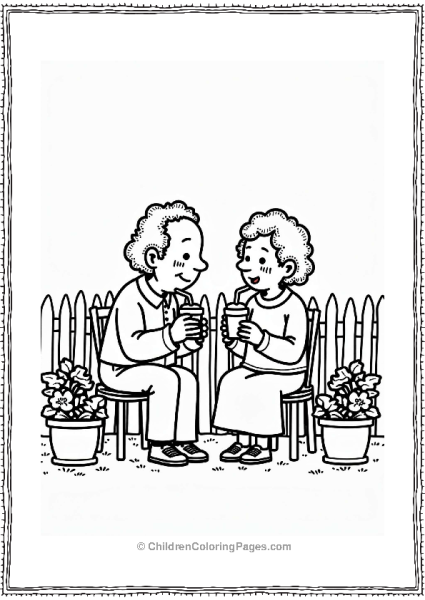 Grandparents Enjoying Milkshakes On The Porch Free PDF Printable