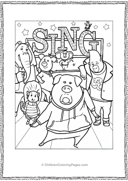 Gunter Rosita Buster Moon Johnny Ash And Meena In Sing Poster Free PDF Printable