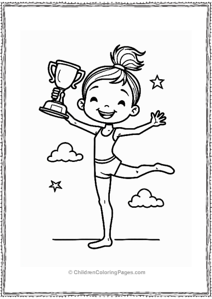 Gymnast Holding Trophy On One Leg Free PDF Printable
