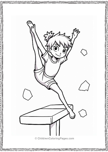Gymnast In Mid Air Performing A Flick Vault Free PDF Printable