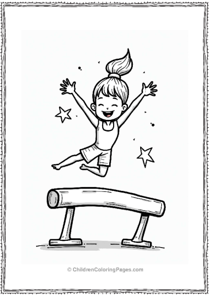Gymnast Leaping Off Balance Beam Free PDF Printable