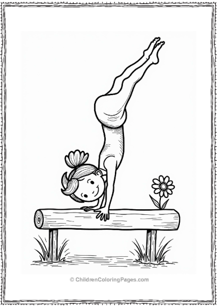 Gymnast On Balance Beam With Daisies Free PDF Printable