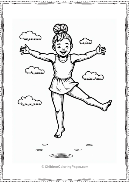 Gymnast Performing A Mid Air Twist Free PDF Printable