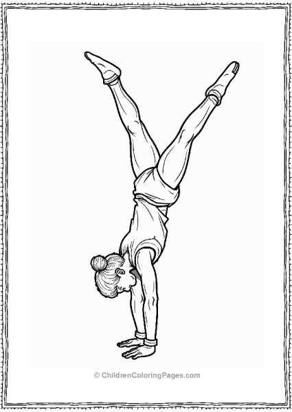 Gymnast Performing A One Handed Handstand Free PDF Printable
