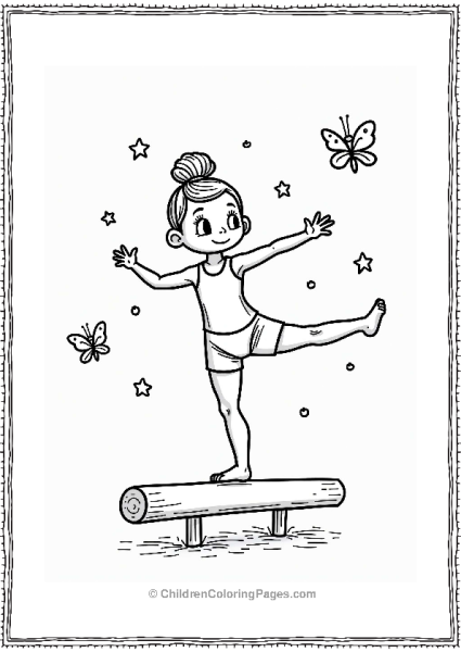 Gymnast Performing A Split On The Balance Beam Free PDF Printable