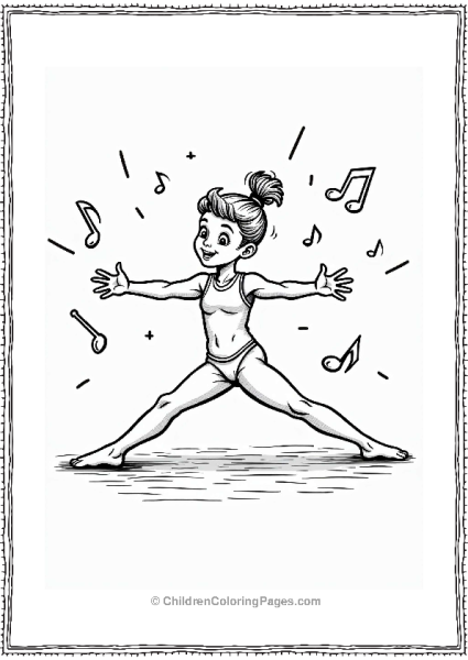 Gymnast Performing A Split With Musical Notes Free PDF Printable
