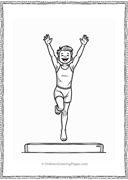 Gymnast Performing A Twisting Vault Free PDF Printable