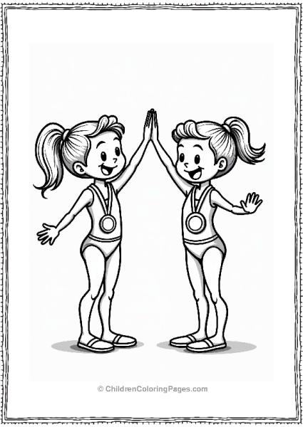 Gymnasts Celebrating With High Fives Free PDF Printable