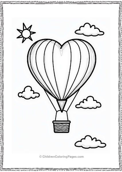 Heart Shaped Hot Air Balloon In The Clouds Free PDF Printable