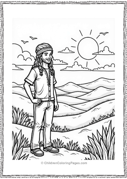Hippie Enjoying A Sunset Free PDF Printable