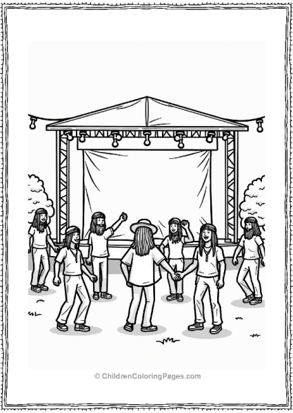 Hippie Festival Stage With Lights Free PDF Printable