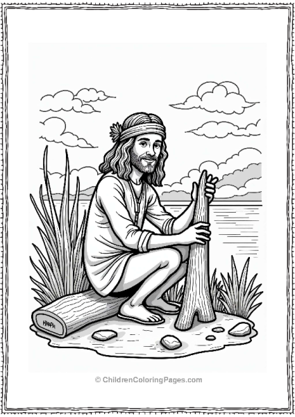 Hippie Nature Sculptor By A Serene Lake Free PDF Printable