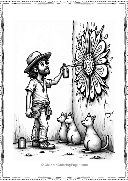 Hippie Painting A Colorful Mural Free PDF Printable