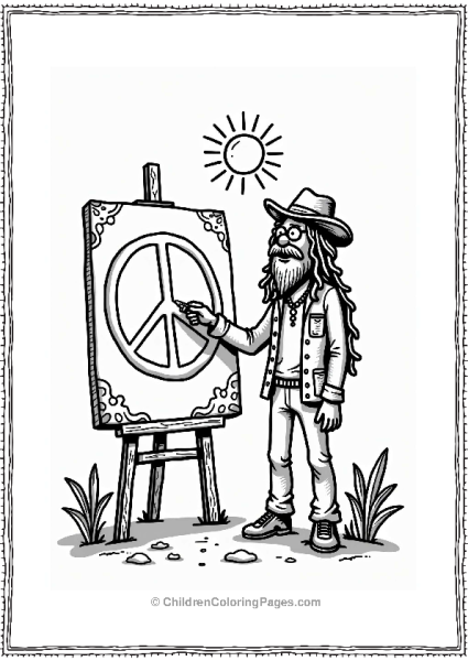 Hippie Painting A Peace Sign Free PDF Printable