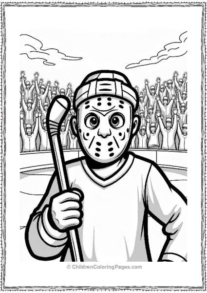 Hockey Fan With A Mask And Stick Free PDF Printable