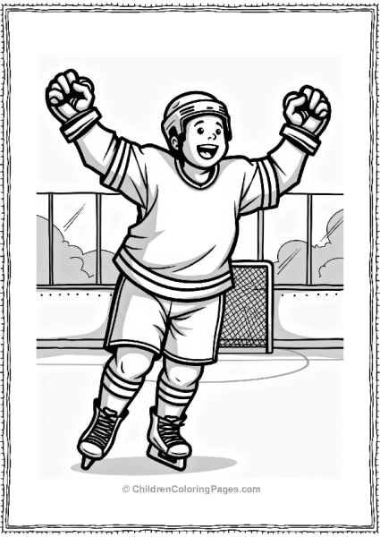 Hockey Player Celebrating A Goal Free PDF Printable