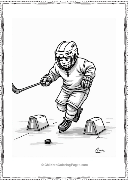 Hockey Player Practicing Agility Free PDF Printable