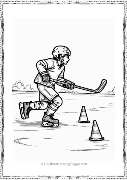 Hockey Player Skating In Zigzag Free PDF Printable