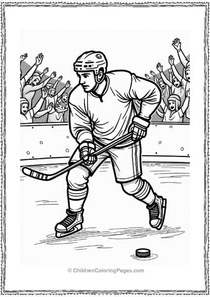 Hockey Player Skating With Puck Free PDF Printable