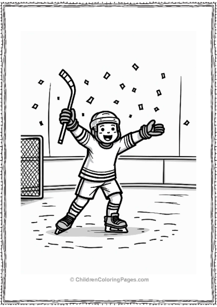 Hockey Player Victory Dance On Ice Free PDF Printable